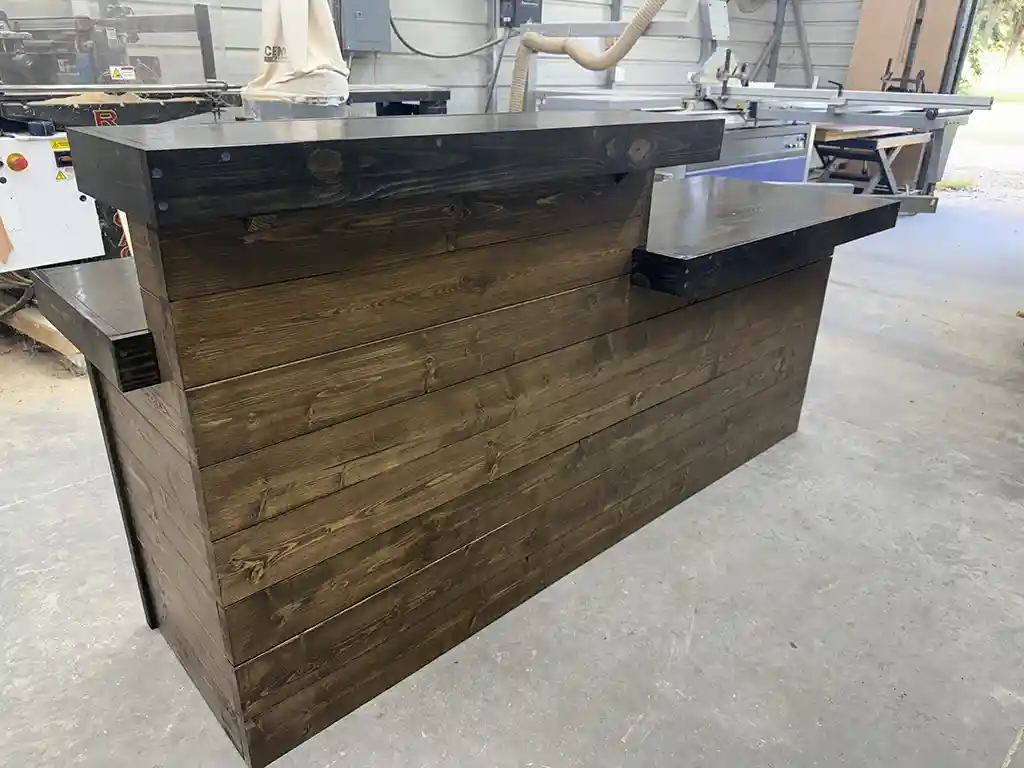 Coffee Ebony Lavonne Sales Counter - with Privacy Tower & ADA drop 7 Coffee Ebony Lavonne Sales Counter - with Privacy Tower & ADA drop