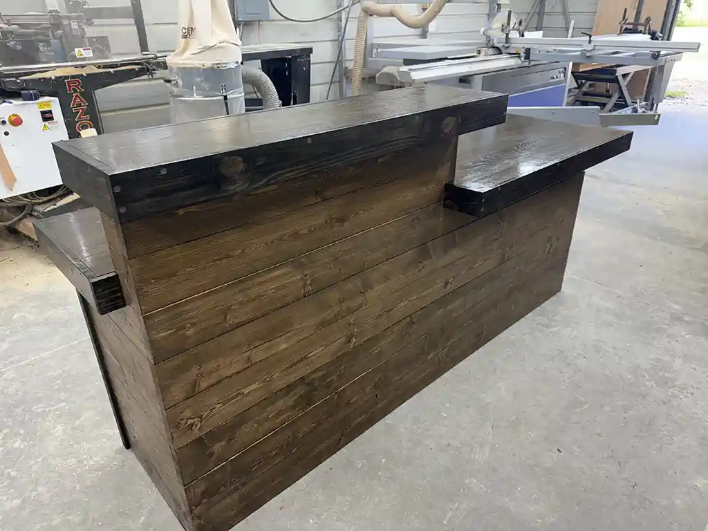 Coffee Ebony Lavonne Sales Counter - with Privacy Tower & ADA drop 8 Coffee Ebony Lavonne Sales Counter - with Privacy Tower & ADA drop