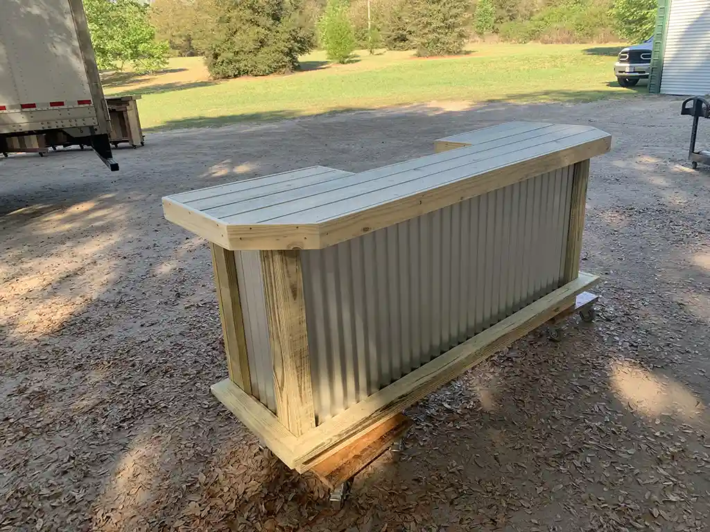 Metal Aurora Outdoor Home Bar with footrail 1 Metal Aurora Outdoor Home Bar with footrail