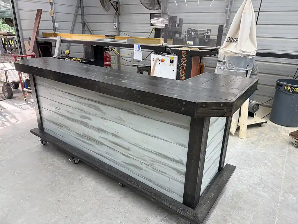 Thomas L Shape Covered Patio Home Bar Stormwash Ebony colors 2