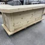Thomas L Shape Outdoor Home Bar leg right w casters footrail shelf 2