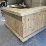 kitchen u 1 Kitchen Wood U Shaped 2-Level - Rustic style real pressure treated wood outdoor patio bar