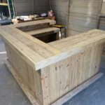 kitchen u 2 Kitchen Wood U Shaped 2-Level - Rustic style real pressure treated wood outdoor patio bar