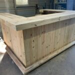 kitchen u 3 Kitchen Wood U Shaped 2-Level - Rustic style real pressure treated wood outdoor patio bar