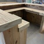 kitchen u 5 Kitchen Wood U Shaped 2-Level - Rustic style real pressure treated wood outdoor patio bar