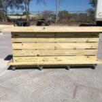 outdoor elyse 1 Elyse .75 2-Level Outdoor Bar - Rustic real pressure treated wood barn wood style, pallet style outdoor patio bar