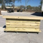 outdoor elyse 4 Elyse .75 2-Level Outdoor Bar - Rustic real pressure treated wood barn wood style, pallet style outdoor patio bar