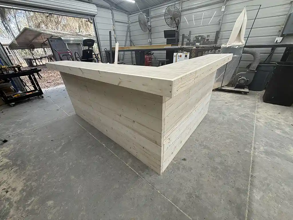 Collin L Shape Medium Indoor Home Bar Unfinished leg left 1