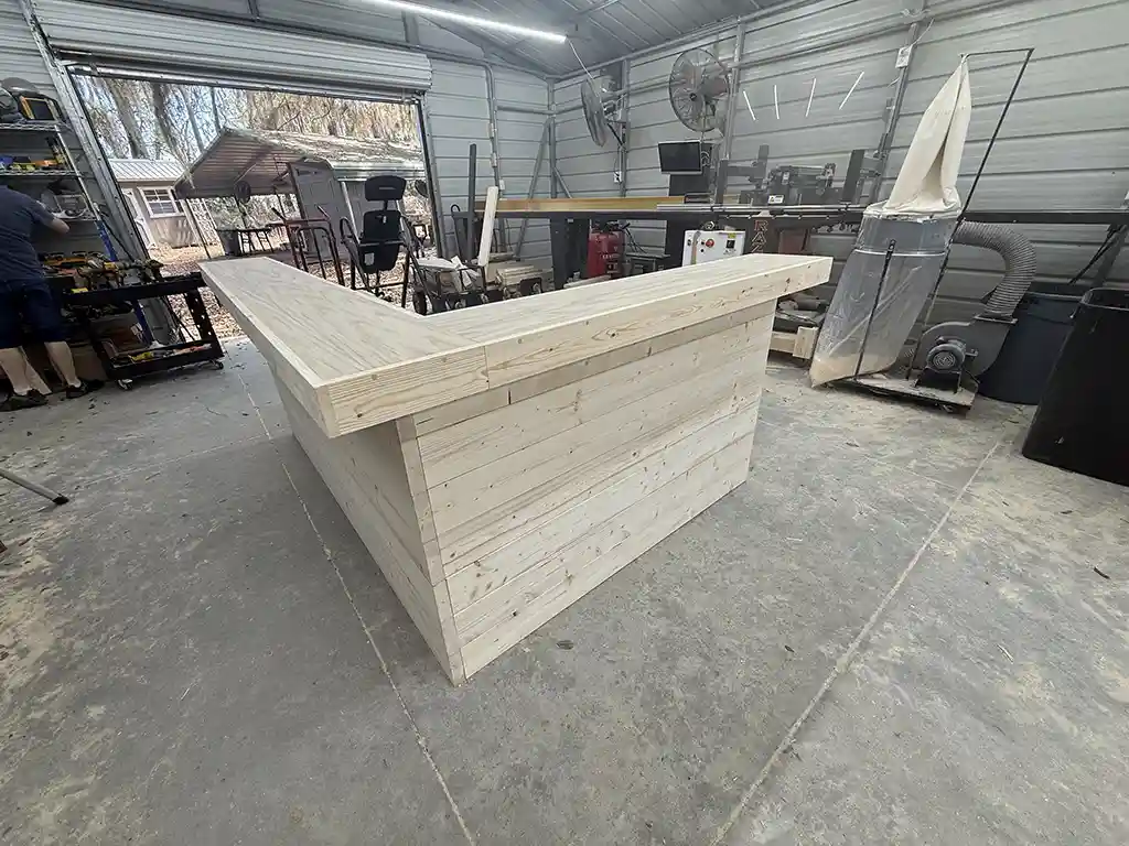 Collin L Shape Medium Indoor Home Bar Unfinished leg left 3