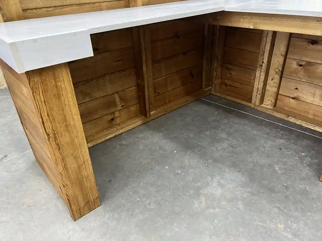 Hello Shabby 2 level, L shape Reception Desk Golden White 6 Hello Shabby 2 level, L shape Reception Desk Golden White
