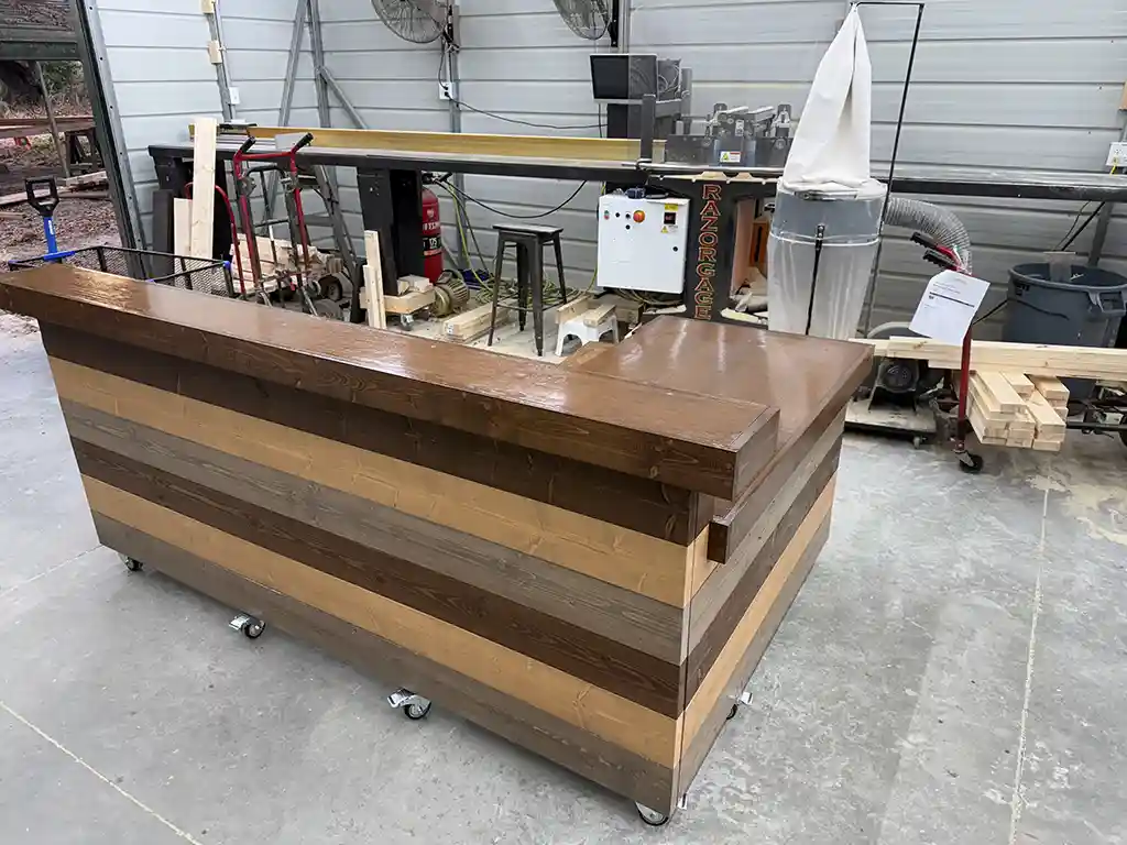 Hello Shabby 2 level, L shape Reception Desk Maggie Walnut colors 2 Hello Shabby 2 level, L shape Reception Desk Maggie Walnut colors