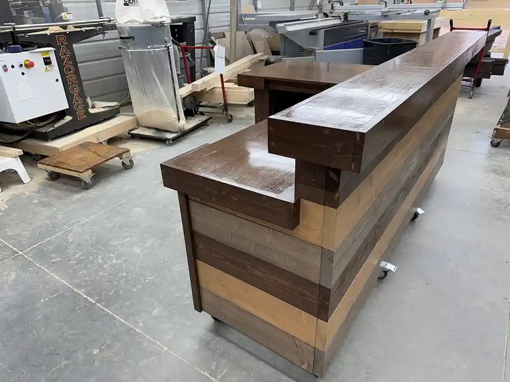 Hello Shabby 2 level, L shape Reception Desk Maggie Walnut colors 4 Hello Shabby 2 level, L shape Reception Desk Maggie Walnut colors
