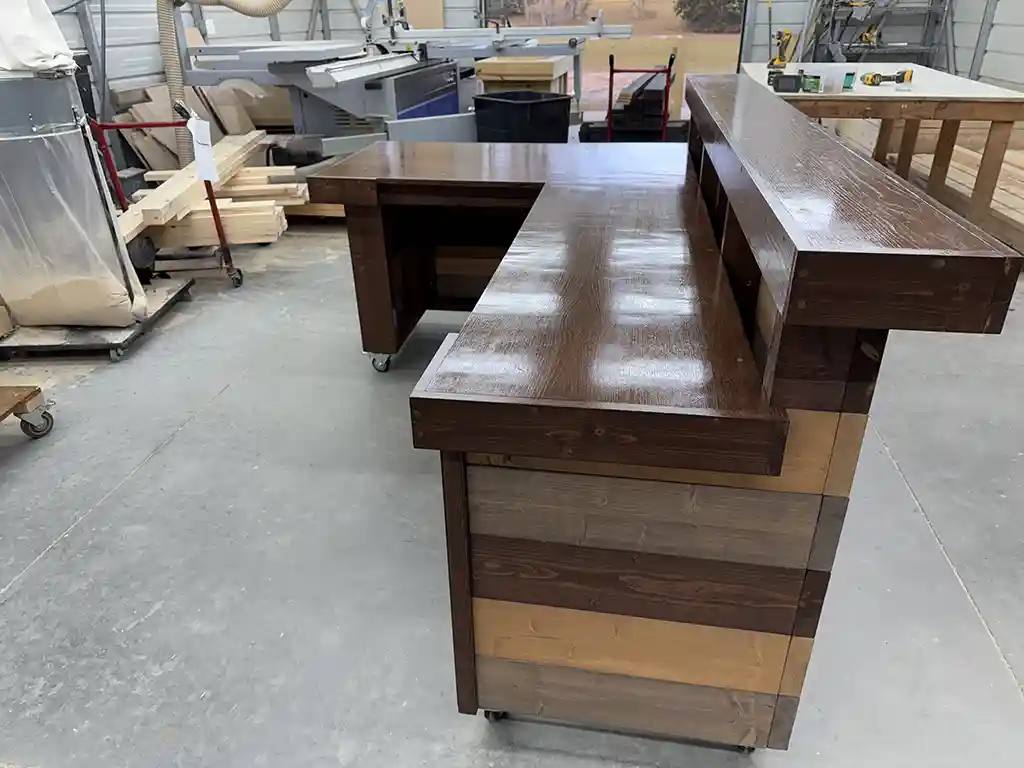 Hello Shabby 2 level, L shape Reception Desk Maggie Walnut colors 5 Hello Shabby 2 level, L shape Reception Desk Maggie Walnut colors