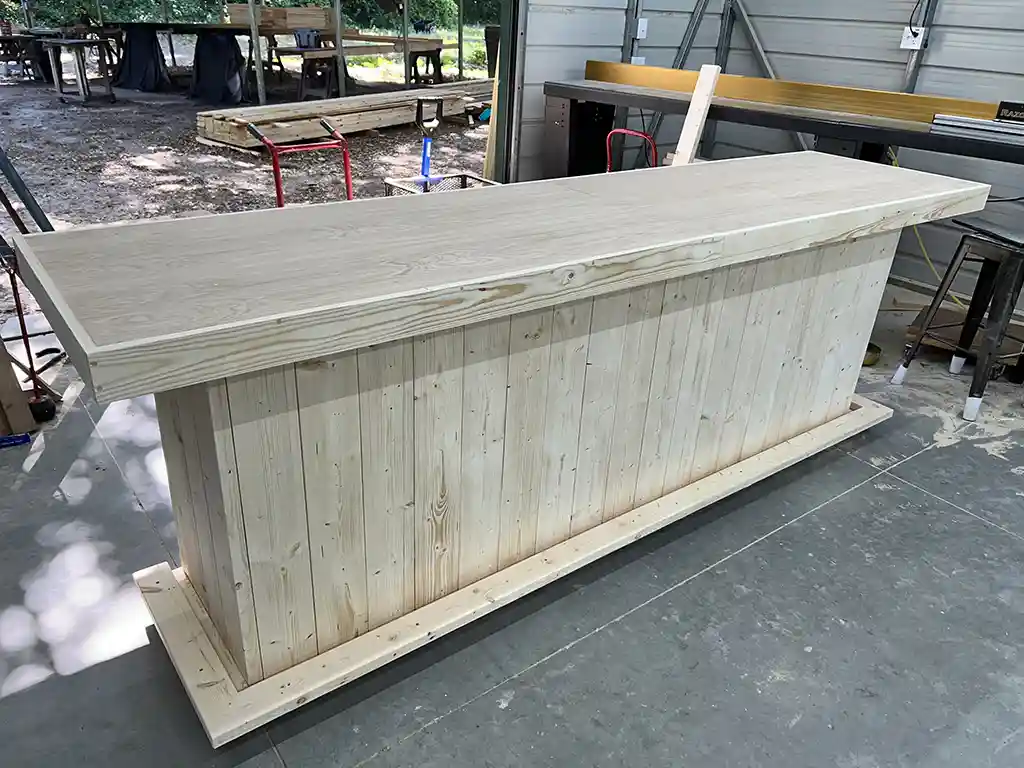 Straight Ace Large Indoor Home Bar Unfinished w footrail 2 Straight Ace Large Indoor Home Bar Unfinished with footrail
