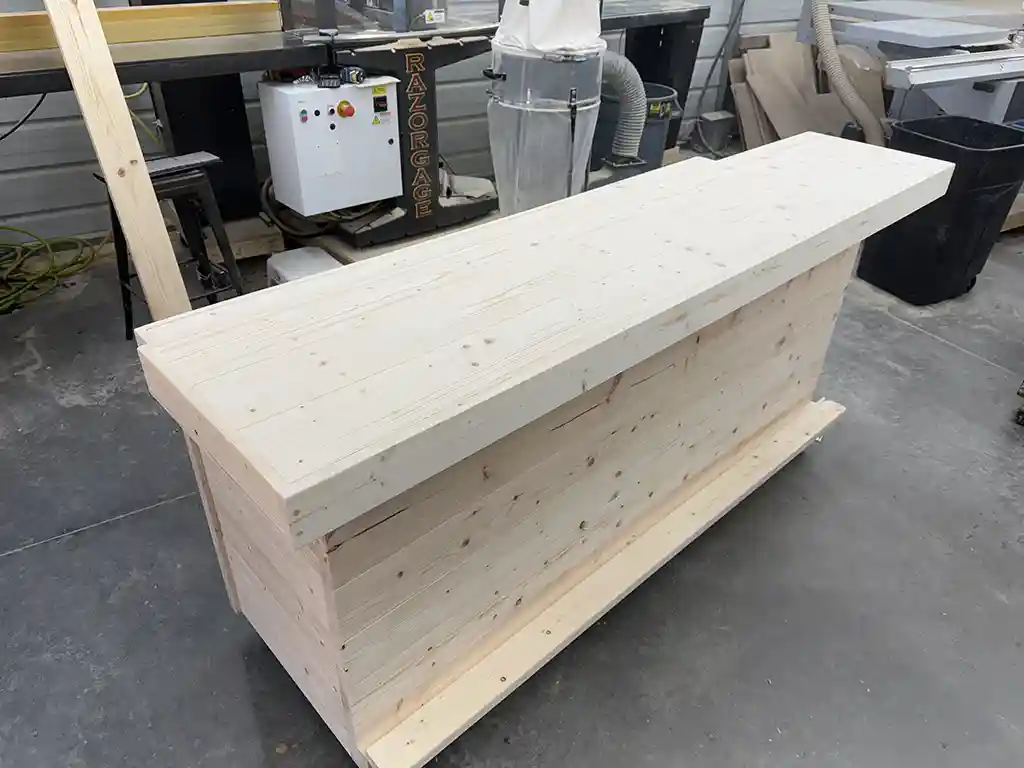 Unfinished Horizon Wide Top Buffet Home Bar with casters 1