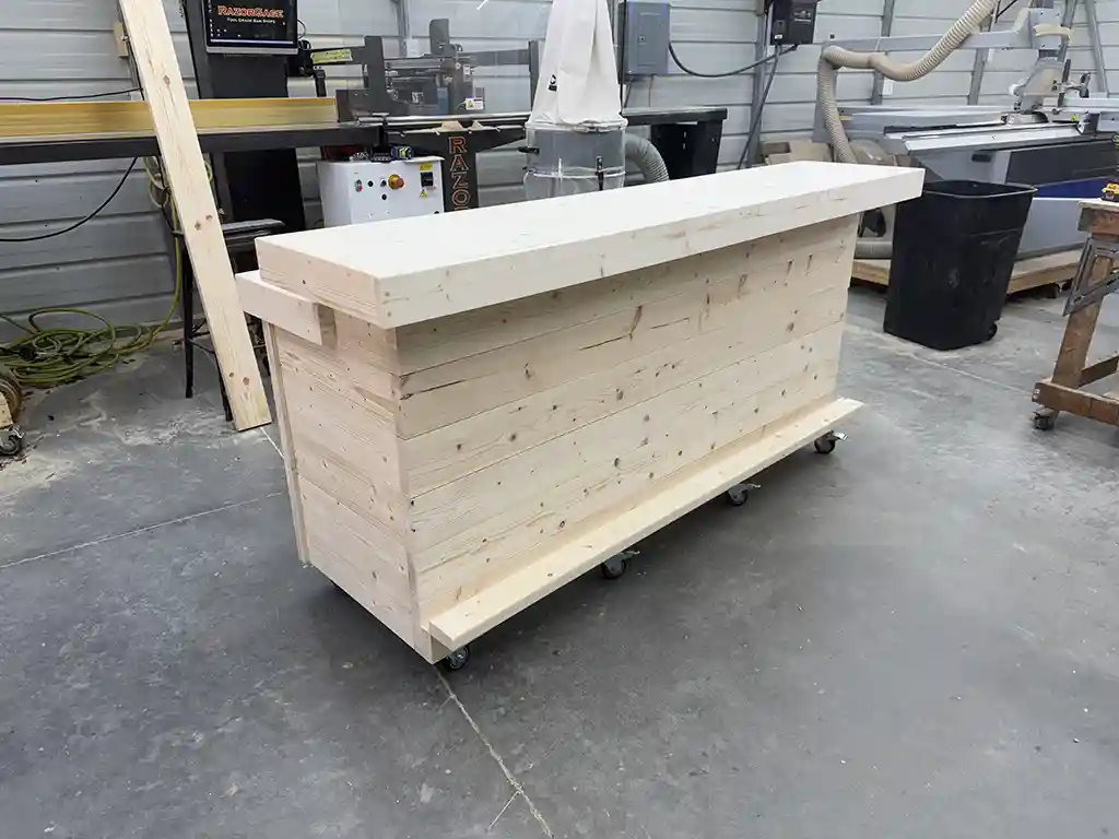 Unfinished Horizon Wide Top Buffet Home Bar with casters 2