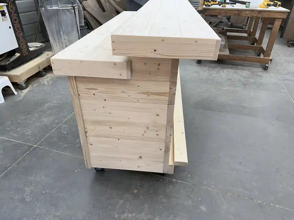 Unfinished Horizon Wide Top Buffet Home Bar with casters 3