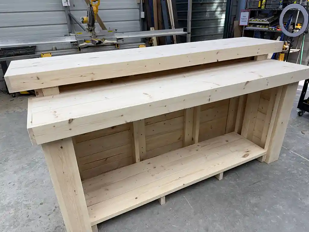Unfinished Horizon Wide Top Buffet Home Bar with shelf 5