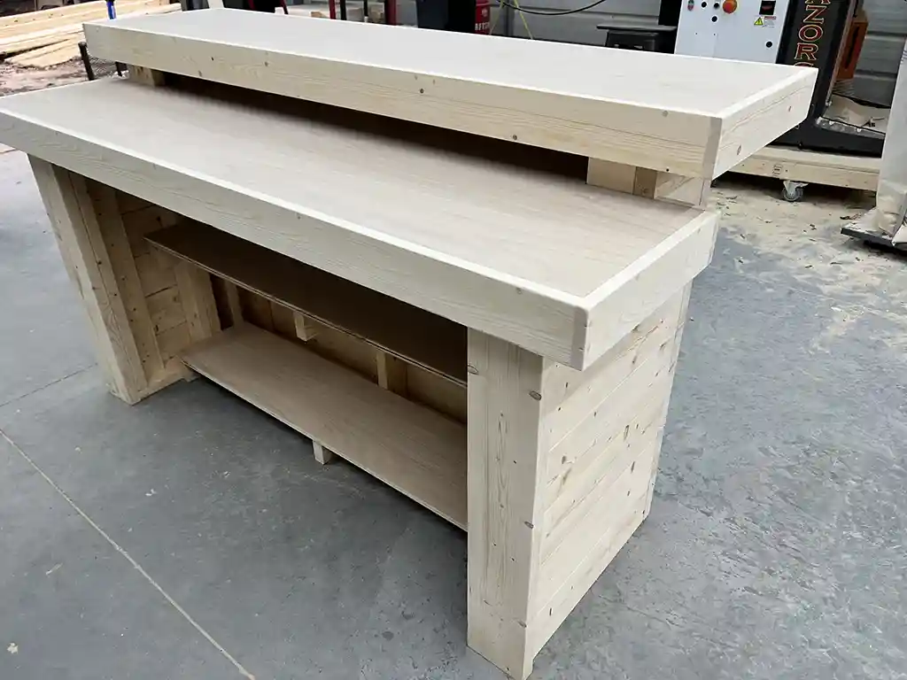Unfinished Horizon Wide Top Buffet Indoor Home Bar w 2 shelves 4