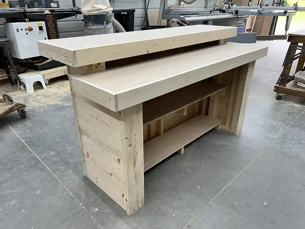 Unfinished Horizon Wide Top Buffet Indoor Home Bar w 2 shelves 5