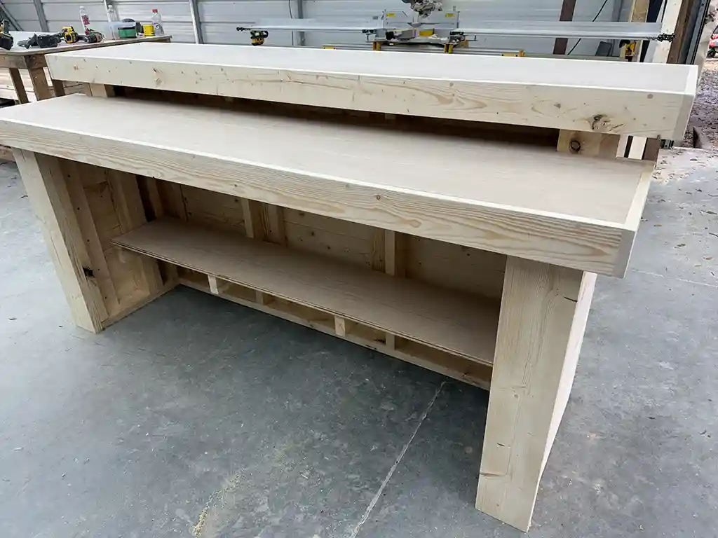 Unfinished Horizon Wide Top Buffet Indoor Home Bar w shelf 5