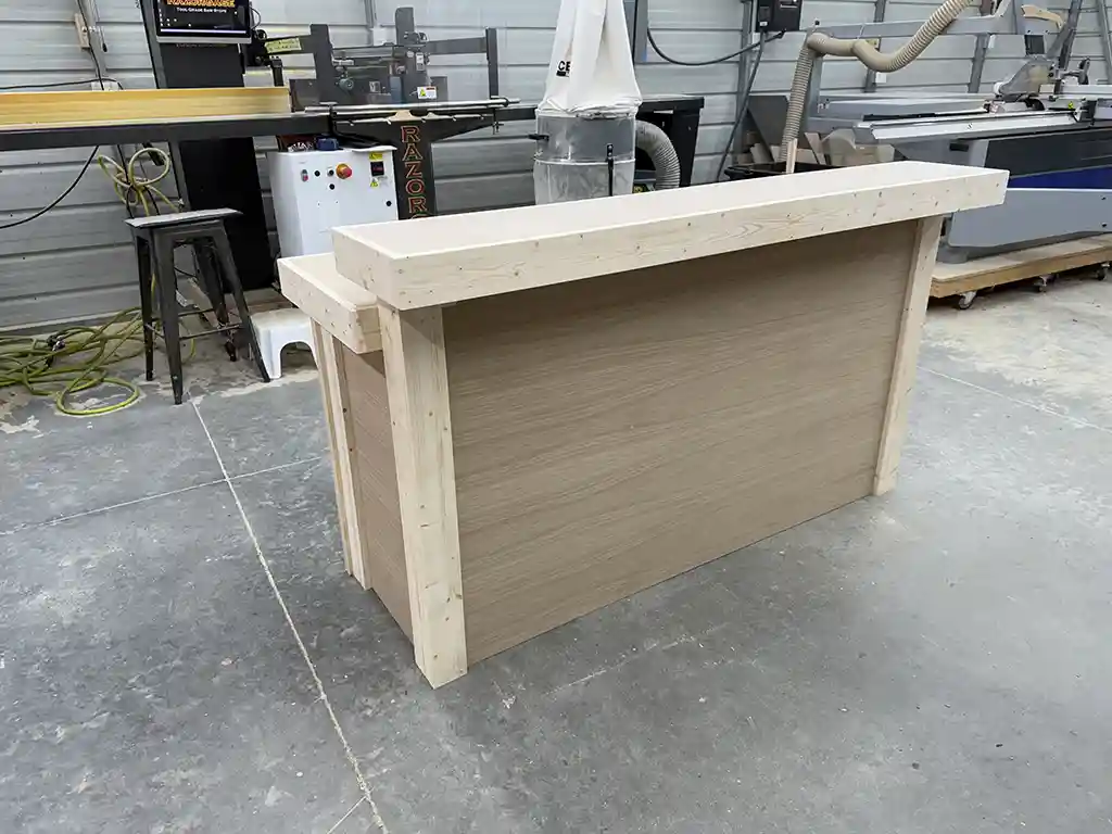 Unfinished Plywood Buffet Indoor Home Bar with 2 shelves 2