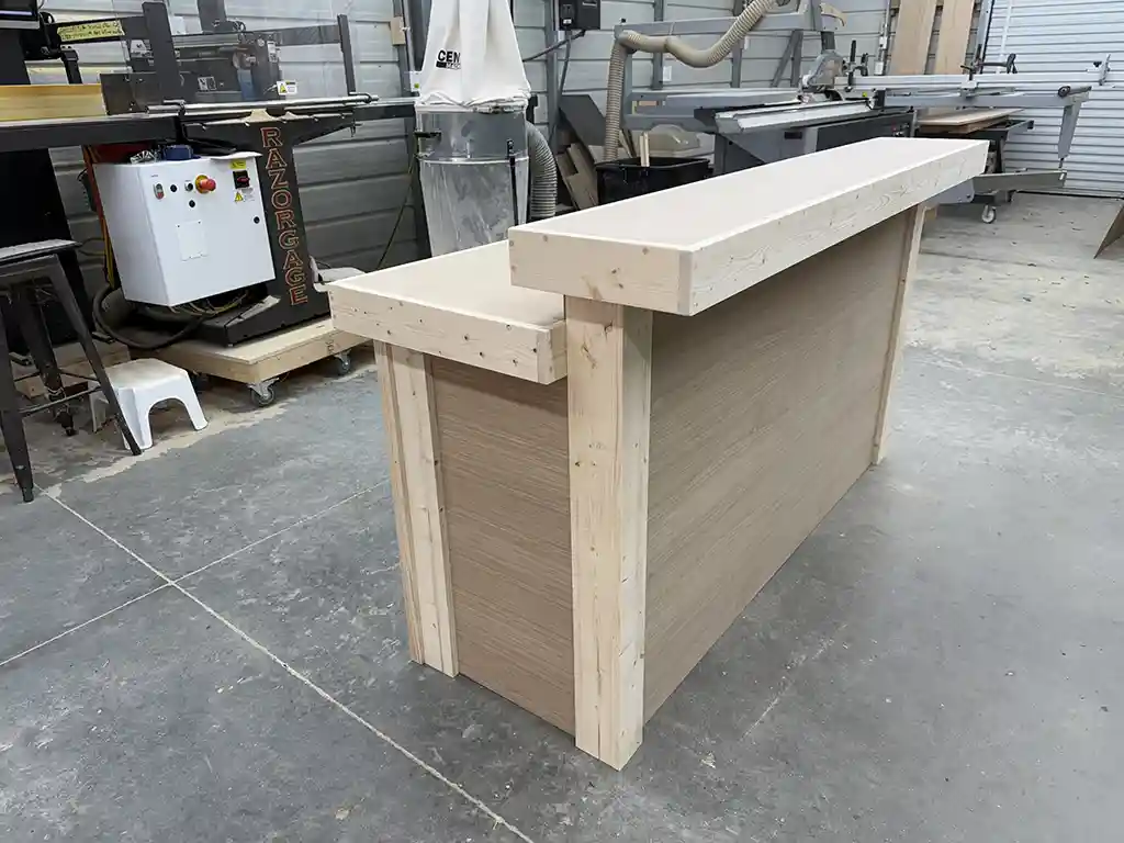 Unfinished Plywood Buffet Indoor Home Bar with 2 shelves 3