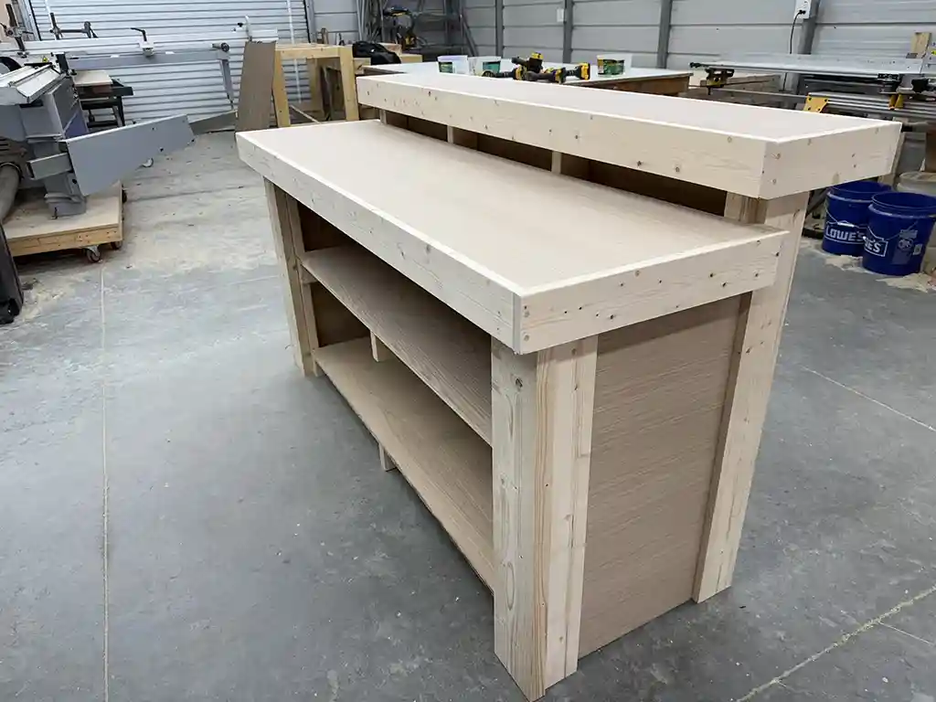 Unfinished Plywood Buffet Indoor Home Bar with 2 shelves 4