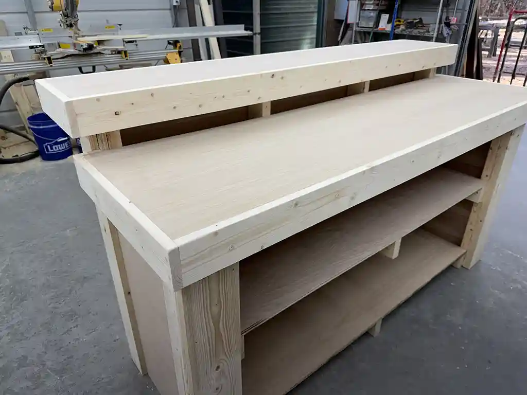 Unfinished Plywood Buffet Indoor Home Bar with 2 shelves 5
