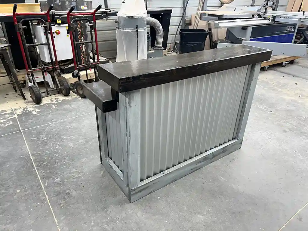 Hello Shiny Metal Reception Desk Stormwash Ebony colors 2 Hello Shiny Metal Reception Desk Stormwash Ebony colors