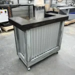Metal Mobile Hostess Stand with 3 shelves Stormwash Ebony colors 1 Metal Mobile Hostess Stand with 3 shelves Stormwash Ebony colors