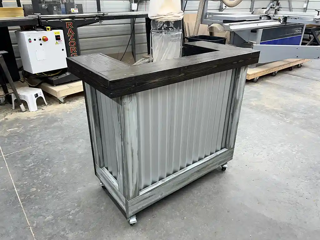 Metal Mobile Hostess Stand with 3 shelves Stormwash Ebony colors 1 Metal Mobile Hostess Stand with 3 shelves Stormwash Ebony colors