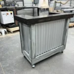 Metal Mobile Hostess Stand with 3 shelves Stormwash Ebony colors 3 Metal Mobile Hostess Stand with 3 shelves Stormwash Ebony colors