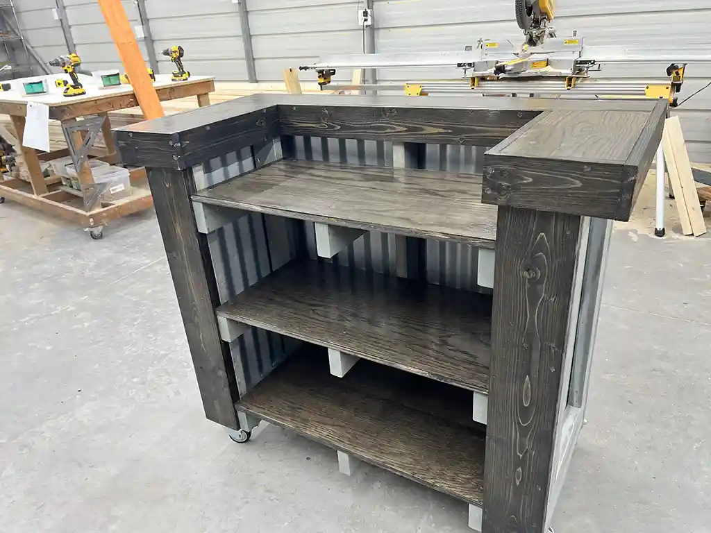 Metal Mobile Hostess Stand with 3 shelves Stormwash Ebony colors 5 Metal Mobile Hostess Stand with 3 shelves Stormwash Ebony colors