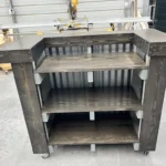Metal Mobile Hostess Stand with 3 shelves Stormwash Ebony colors 6 Metal Mobile Hostess Stand with 3 shelves Stormwash Ebony colors