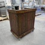 Mobile Hostess Stand with 3 shelves Red Brown 1 Mobile Hostess Stand with 3 shelves Red Brown color