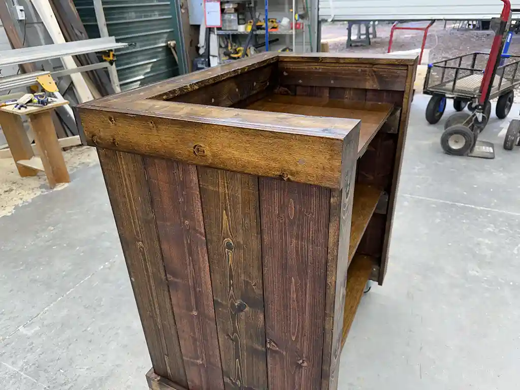 Mobile Hostess Stand with 3 shelves Red Brown 6 Mobile Hostess Stand with 3 shelves Red Brown color