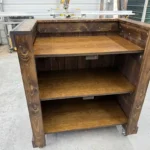 Mobile Hostess Stand with 3 shelves Red Brown 7 Mobile Hostess Stand with 3 shelves Red Brown color