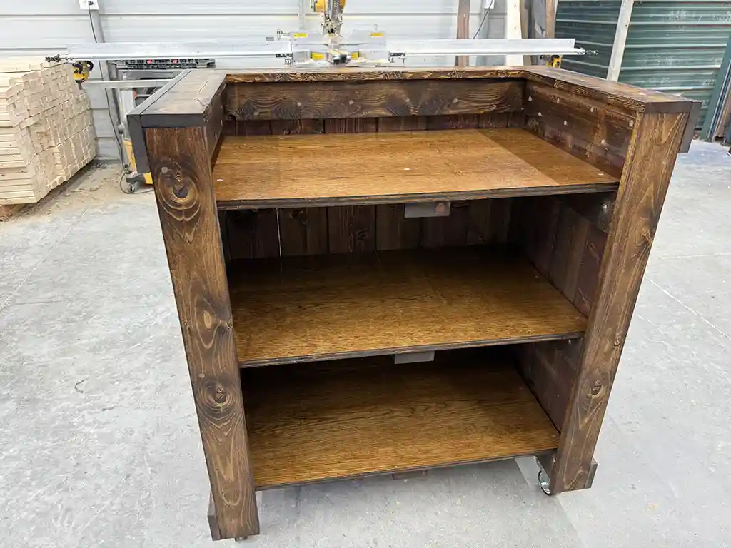 Mobile Hostess Stand with 3 shelves Red Brown 7 Mobile Hostess Stand with 3 shelves Red Brown color