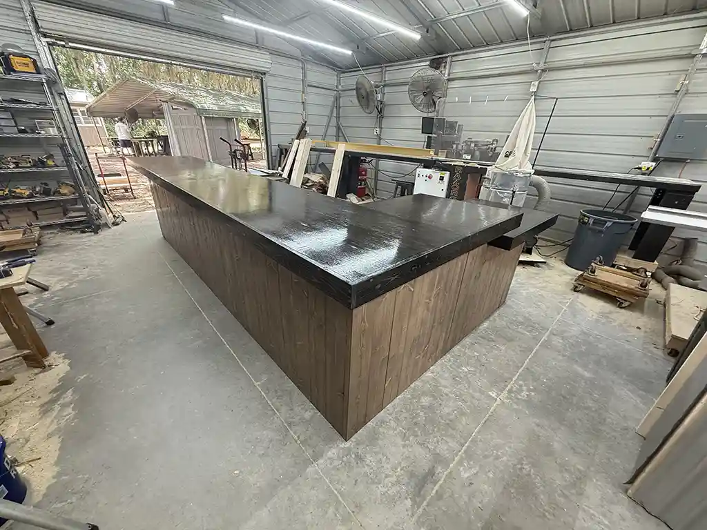Mushroom Ebony Providence L shape Large Sales Counter with ADA drop 1 Mushroom Ebony Providence L shape Large Sales Counter with ADA drop