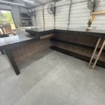 Mushroom Ebony Providence L shape Large Sales Counter with ADA drop 4 Providence L shape Large Sales Counter with ADA drop