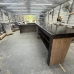 Mushroom Ebony Providence L shape Large Sales Counter with ADA drop 6 Mushroom Ebony Providence L shape Large Sales Counter with ADA drop
