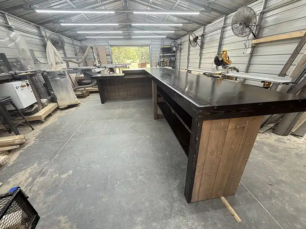 Mushroom Ebony Providence L shape Large Sales Counter with ADA drop 6 Mushroom Ebony Providence L shape Large Sales Counter with ADA drop