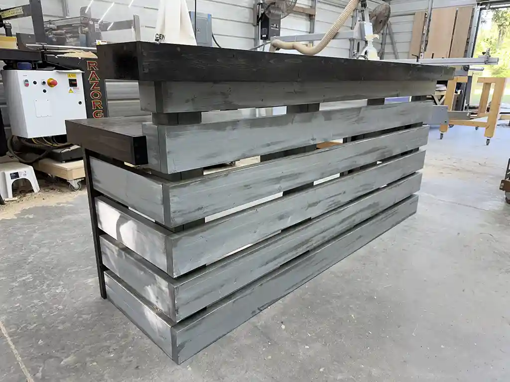 Stormwash Ebony Pallet Hello Shabby 2 level Reception Desk 3 Stormwash Ebony Pallet Hello Shabby 2 level Reception Desk