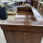 Walnut color Mobile Hostess Stand with 3 shelves 3 Walnut color Mobile Hostess Stand with 3 shelves 3