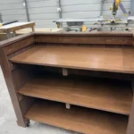 Walnut color Mobile Hostess Stand with 3 shelves 5 Walnut color Mobile Hostess Stand with 3 shelves 5