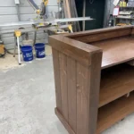 Walnut color Mobile Hostess Stand with 3 shelves 6 Walnut color Mobile Hostess Stand with 3 shelves 6