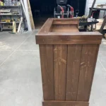 Walnut color Mobile Hostess Stand with 3 shelves 7 Walnut color Mobile Hostess Stand with 3 shelves 7