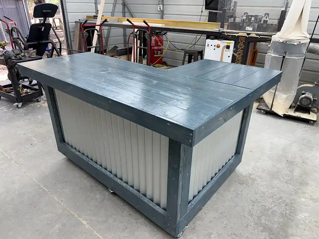 Metal Original L Shape Covered Patio Home Bar Rivers Run with casters 2nd shelf 1 Covered Patio Home Bar Rivers Run color with casters 2nd shelf