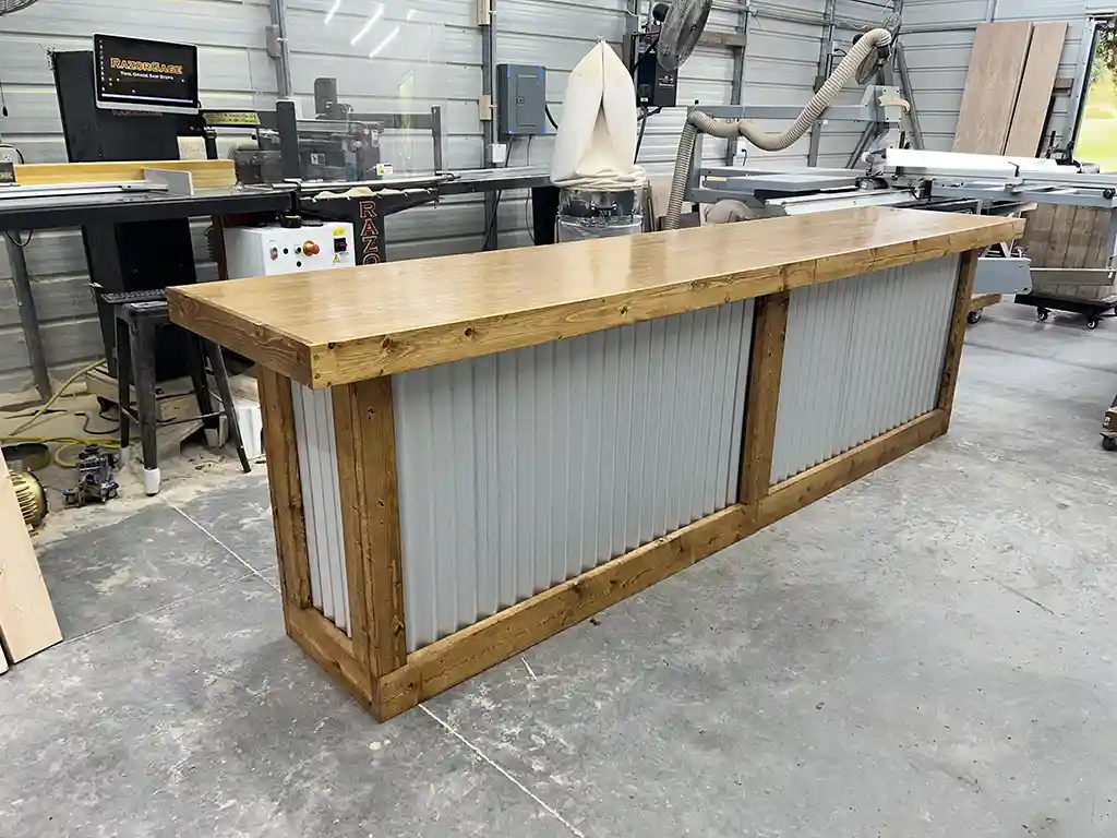 Golden Oak Metal Liberty Large Sales Counter 4 Golden Oak Metal Liberty Large Sales Counter